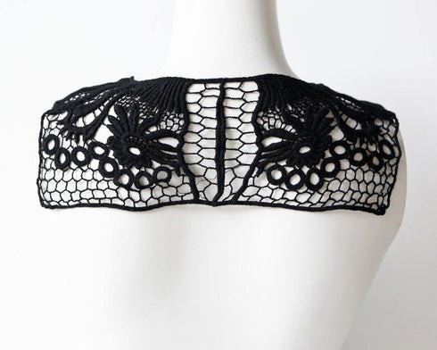 Floral Back Lace Black Applique  APP00012